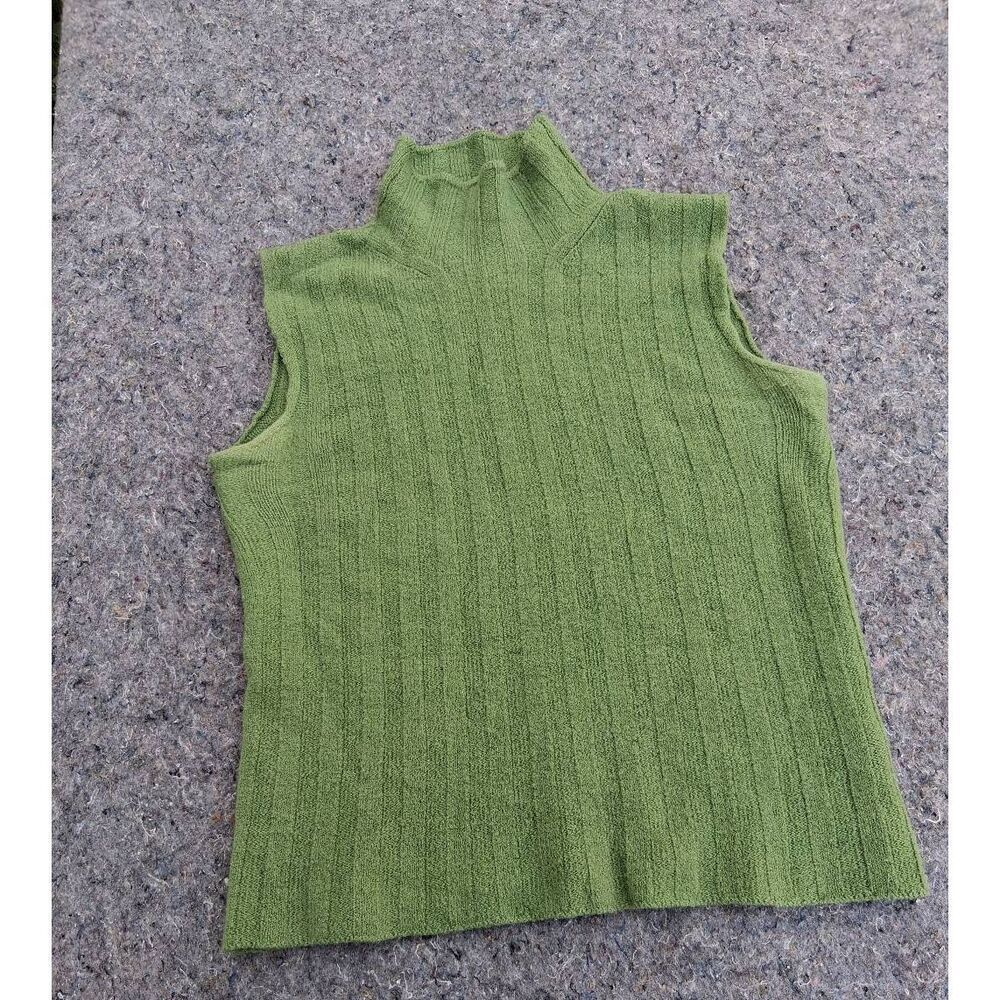 Armani collezioni womens small mock neck green wool nylon top